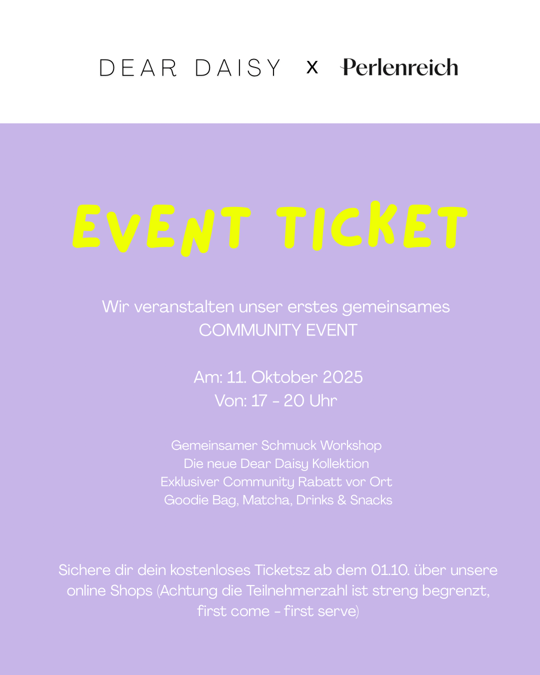 Community Event Ticket am 11.10.25 in Düsseldorf (Pfandticket)