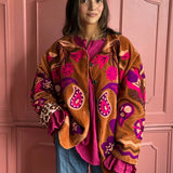 Weite Velvet Jacke FLOWER
