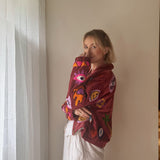Bomber Jacke Velvet Bordeaux ON FIRE