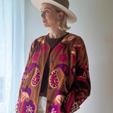 Weite Velvet Jacke FLOWER