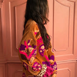 Weite Velvet Jacke FLOWER